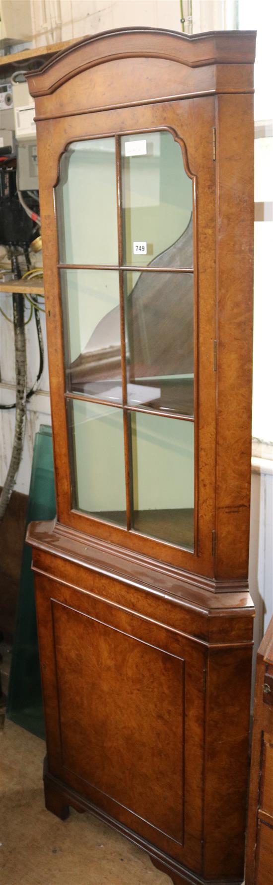 Walnut standing corner cupboard